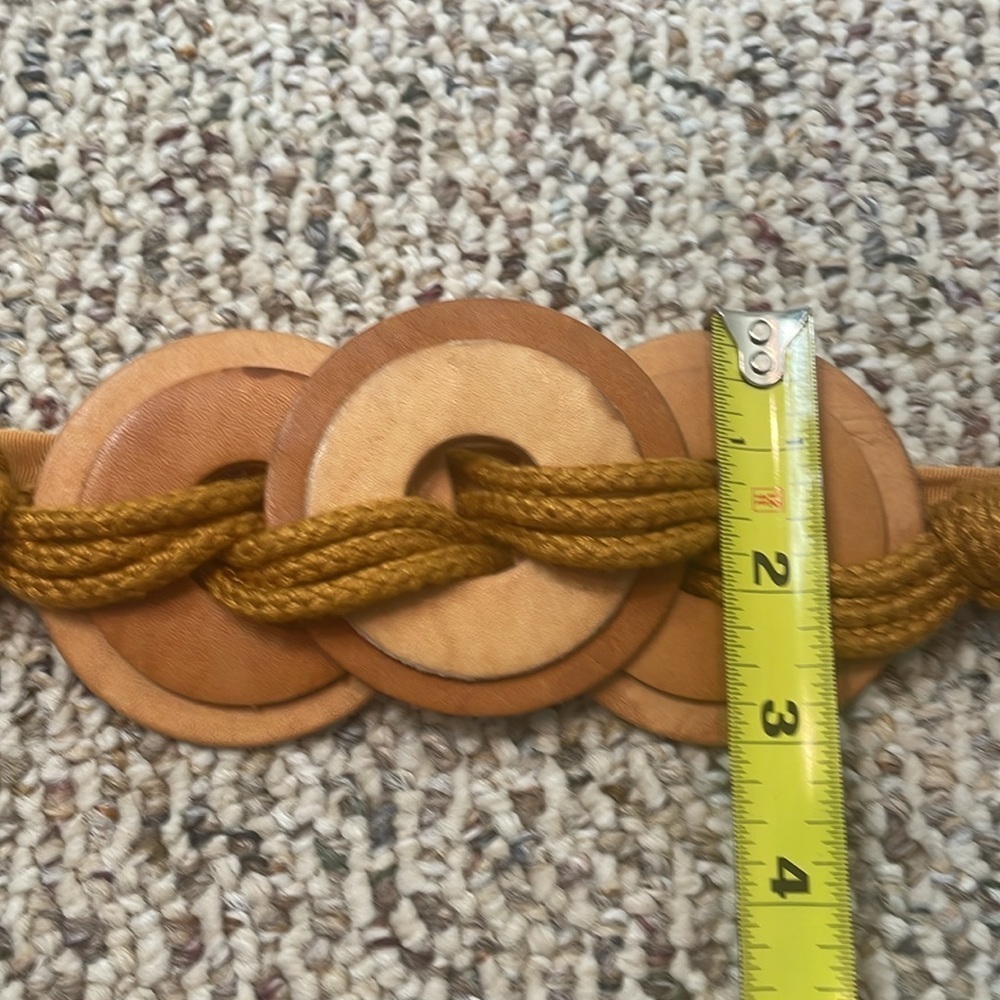 Vintage Tan Woven Belt With Leather Discs. Y2K - Picture 8 of 9